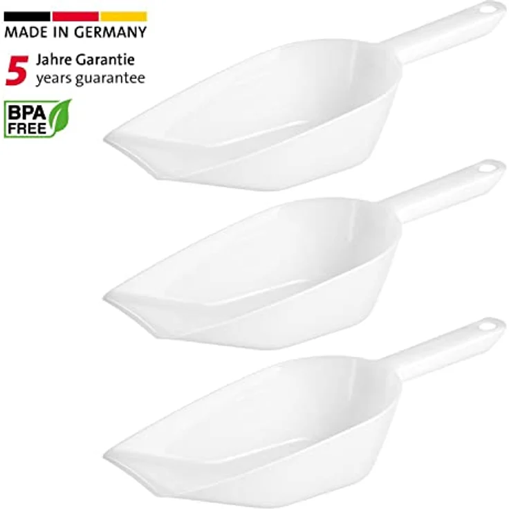Westmark Back-/Abwiege-/Abfüllschaufeln, 3 Stück, Füllvolumen: je 800 ml, Kunststoff, Halvar, Weiß, 909722E2 – Bild 2