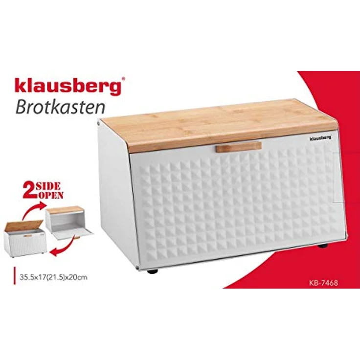 Klausberg Brotbox Brotkasten aus Holz und Edelstahl, stilvoller Brotkorb für die Lebensmittelaufbewahrung – Bild 4