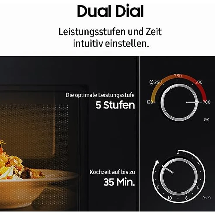 Samsung Solo-Mikrowelle, 700 W, Epoxy-Garraum mit 20 l Volumen, 5 Leistungsstufen, Defrost, Schwarz, MS20A3010AL/EG – Bild 4