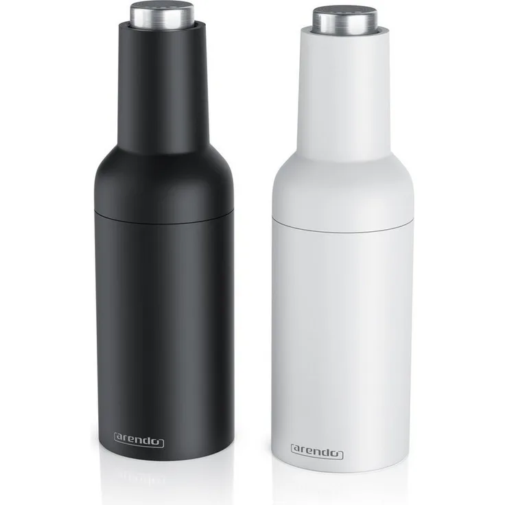 Arendo SPICE GRINDER, Elektrische Salz-/Pfeffermühle & Pfeffermühle im 2er Set mit stufenlosem Keramikmahlwerk, einhändig bedienbar, batteriebetrieben