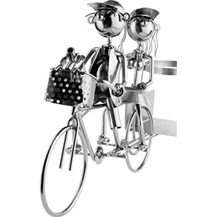 BRUBAKER Flaschenhalter Paar auf Tandem Fahrrad Metall Skulptur mit Geschenkk... – Bild 4