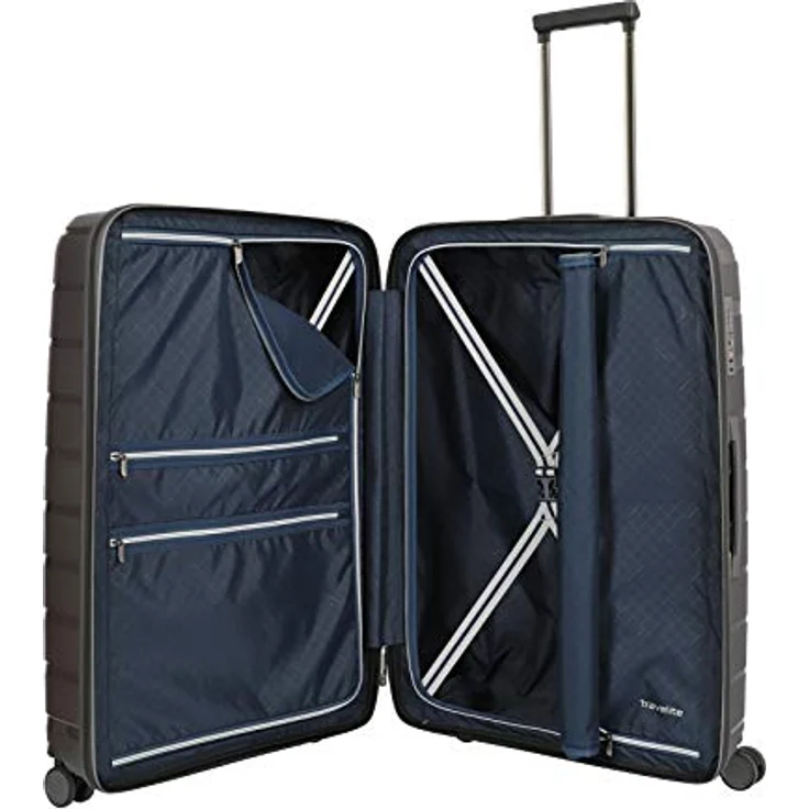travelite 4-Rad Koffer L mit TSA Schloss, Gepäck Serie AIR BASE: Funktionaler Hartschalen Trolley im coolen Look, 075349-04, 77 cm, 105 Liter, anthrazit (grau) – Bild 4