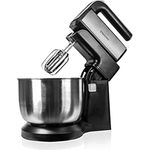 Elektrischer Handrührer mit rotierender Schüssel aus Stahl 3 Liter | LED-Licht 300 W und 5 einstellbare Geschwindigkeiten | Schneebesen und Knethaken
