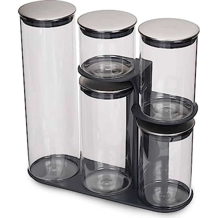 Joseph Joseph Podium - 5-teiliges Aufbewahrungsgestell für Vorratsdosen, Glas - grau – Bild 1