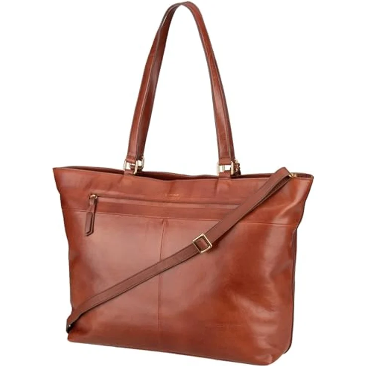 Burkely Fine Florence Shopper Tasche, Leder mit Laptopfach 37 cm, braun – Bild 2