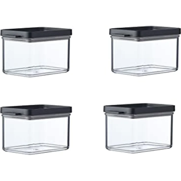 Mepal Omnia 4-tlg Vorratsdosen Set, 700 ml, luftdicht, stapelbar, Nordic Black – Bild 1