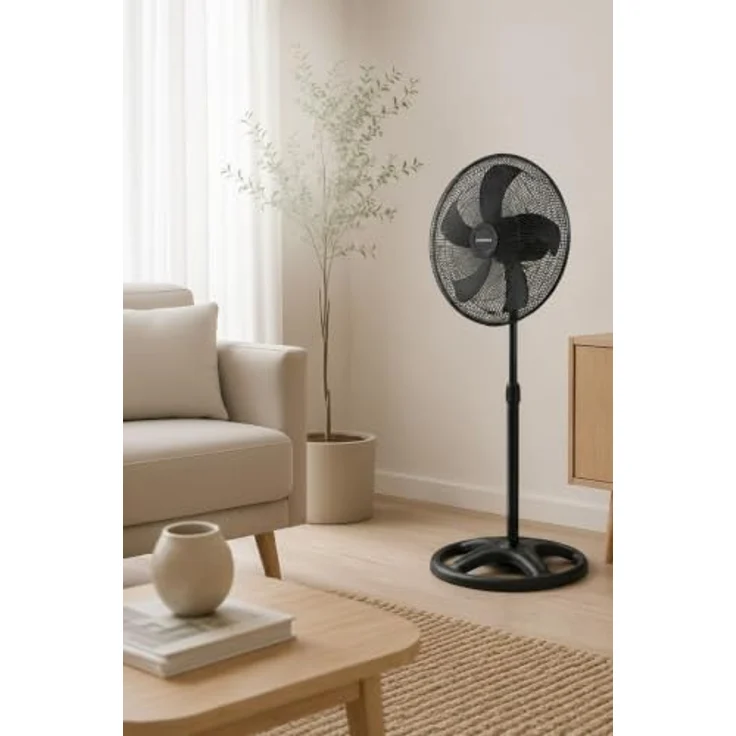 KUMTEL Standventilator 50 cm, 60 W, höhenverstellbar, 3 Geschwindigkeitsstufen, 70° Oszillation, schwarz – Bild 3