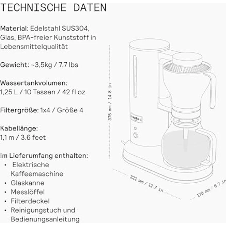 Aarke Coffee Maker, Filterkaffeemaschine von Aarke, Stainless Steel  – Bild 7