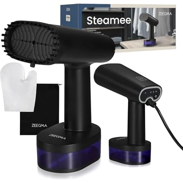 ZEEGMA STEAMEE 2-in-1 tragbarer Dampfglätter, Dampfbügeleisen 1640 W, 370 ml, Dampfleistung 25 g/Min., Aufheizen in 30 Sekunden, inkl. Zubehör