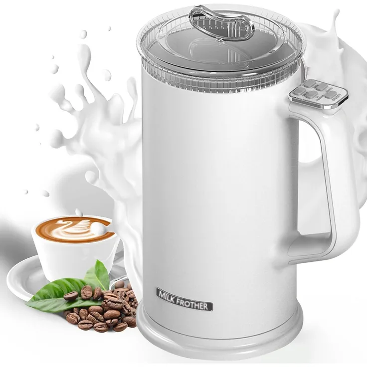 ibettertec Milchaufschäumer 5-in-1, elektrischer Milchaufschäumer mit 600 W und 350 ml Kapazität für heiße und kalte Getränke, Edelstahl