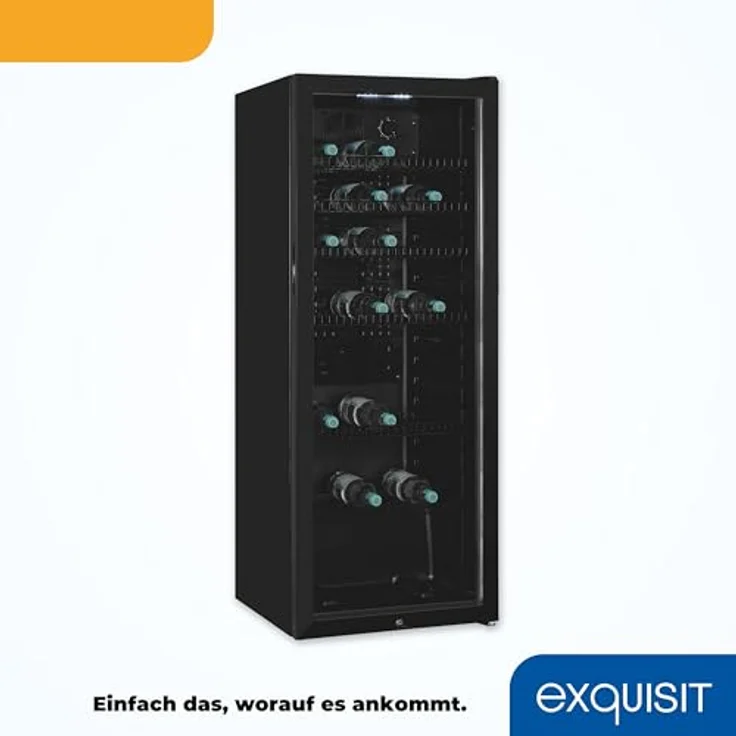 exquisit Getränkekühlschrank GKS240-GT-160C schwarz, Glastürkühlschrank mit 237 l Volumen – Bild 5