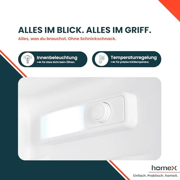 homeX CS2422E-S Kühlschrank ohne Gefrierfach, 242 Liter, freistehend, silber, 143 cm hoch, leise 37 dB, mechanische Temperaturregelung, 5 verstellbare Ablagen – Bild 6