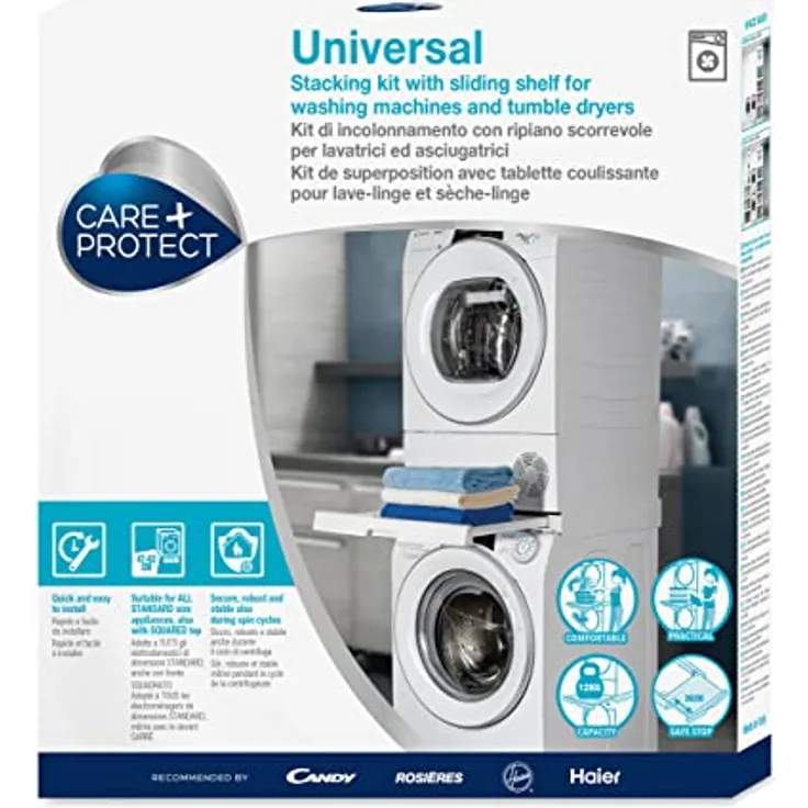 CARE + PROTECTUniversal-Zwischenbaurahmen, Platzsparender Zwischenbausatz, Universell für Waschmaschinen mit Tiefe 47-62 cm
