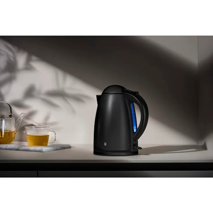 WMF Stelio Wasserkocher Edelstahl 1,7l, elektrischer Wasserkocher mit Kalkfilter, 2400 W, Wasserstandanzeige beleuchtet, edelstahl matt schwarz – Bild 2