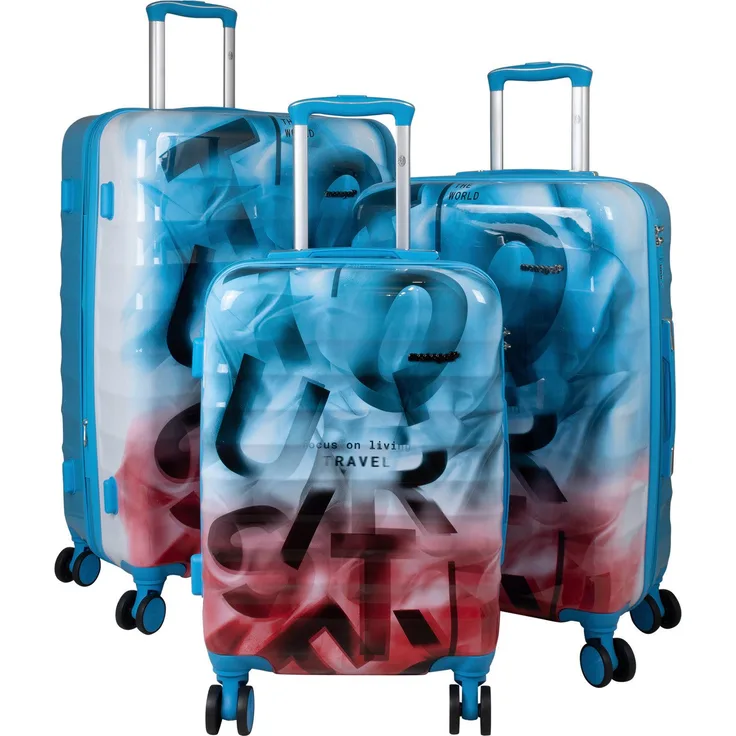 Trendyshop365 Trolleyset Kofferset 3tlg Verona, Graffiti Design, Polycarbonat, Zahlenschloss, bunter Farbverlauf