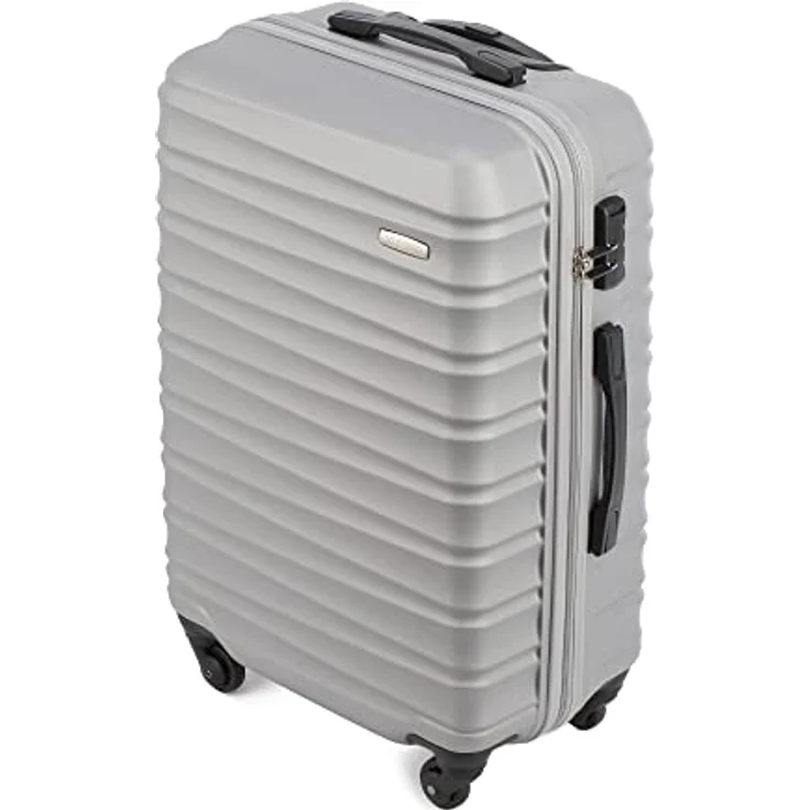 WITTCHEN Stabiler Koffer-Set 4tlg Trolley Koffer Reisekoffer Grau ABS Hartschalen Kofferset Trolley 4 Rollen Kombinationsschloss – Bild 2