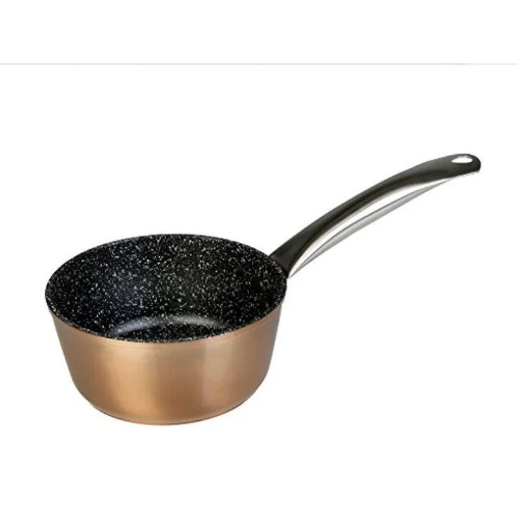 WECOOK! Professional Stielkasserolle Induktion 18 cm, Milchtopf, Antihaft-Stein ohne PFOA, Geschmiedetes Aluminium, 2,8 mm Dick, Kupfer, Edelstahl-Griff, Vitrokeramik, Gas, Ofen