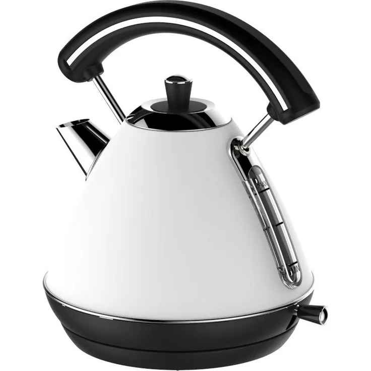 COFI 1453 Wasserkocher Retro Wasserkessel 1,7 Liter Aut. Abschaltung weiß schwarz, 1.7 l