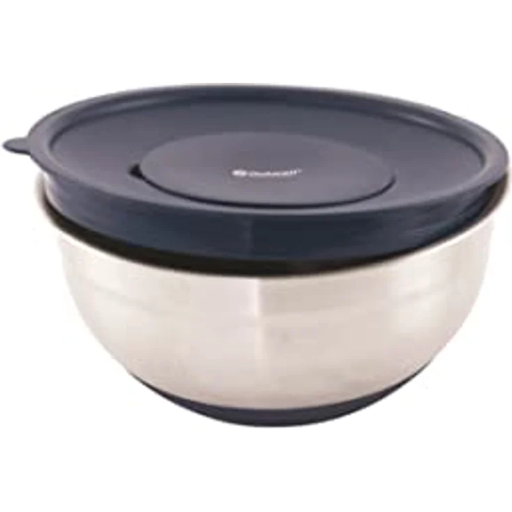 Outwell Chef Schüssel-Set, 3 Rührschüsseln mit Deckeln und Reiben, rutschfeste Silikonböden, Silber – Bild 3