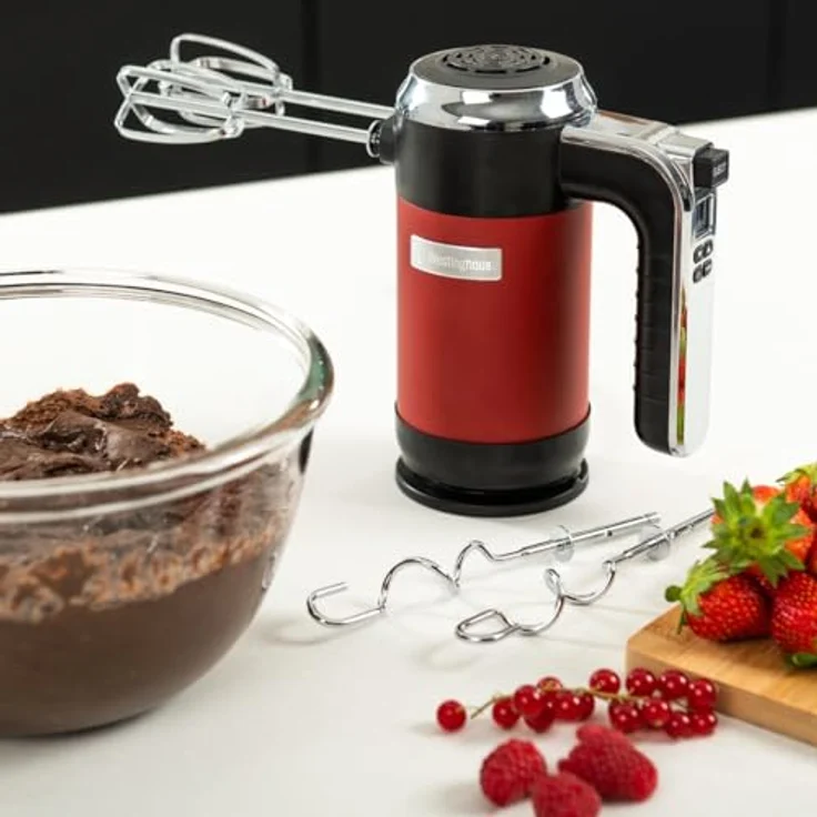 Westinghouse WKHM250RD Handmixer, 350W, 6 Geschwindigkeiten, Turbo-Stufe, Edelstahl, rot – Bild 8