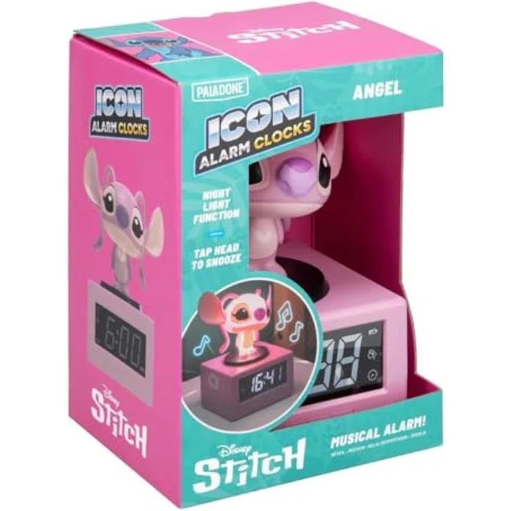 Paladone Stitch Angel Icon Wecker, Kinderwecker und Nachtlicht mit Snooze-Funktion, batteriebetrieben, 16,5 cm, Disney lizenziert – Bild 5