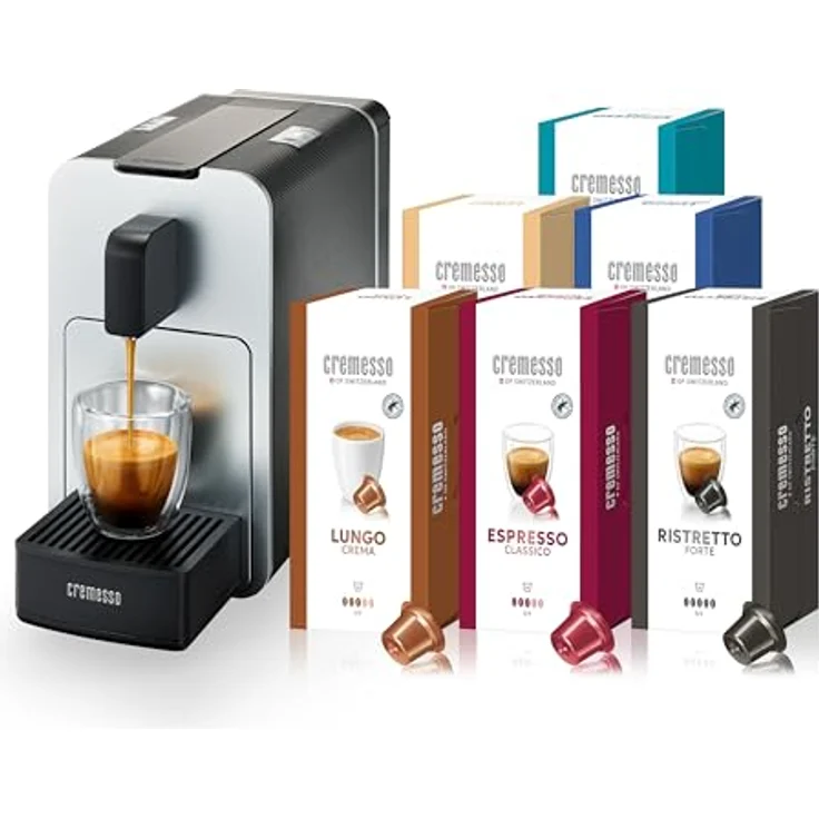 Cremesso Viva Elegante Kaffeekapselautomat, elegante Kapselmaschine in Schwarz und Silber mit Lungo Grande Funktion, Wasserknappheits- und Kapselzählanzeige – Bild 7