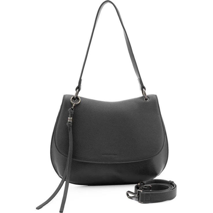 FredsBruder My Bestie Schultertasche Leder, elegante Handtasche in Grau mit verstellbarem Umhängeriemen und optimaler Innenorganisation