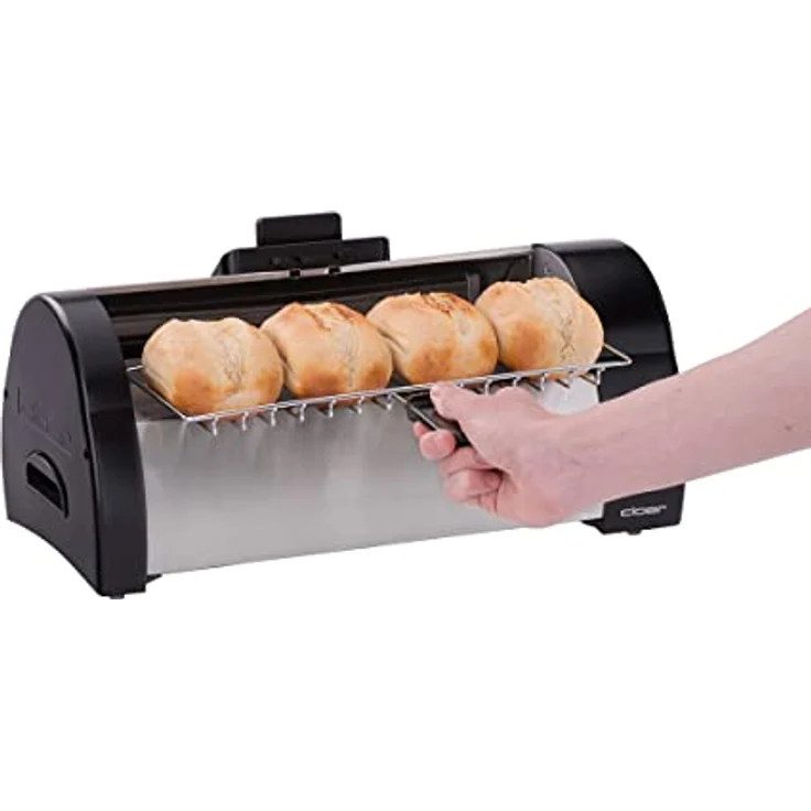 Cloer 3080 Brötchenbäcker zum Aufbacken von Brötchen, Kuchen oder Hefeteilchen 570 W, mattiertes Edelstahlgehäuse – Bild 4