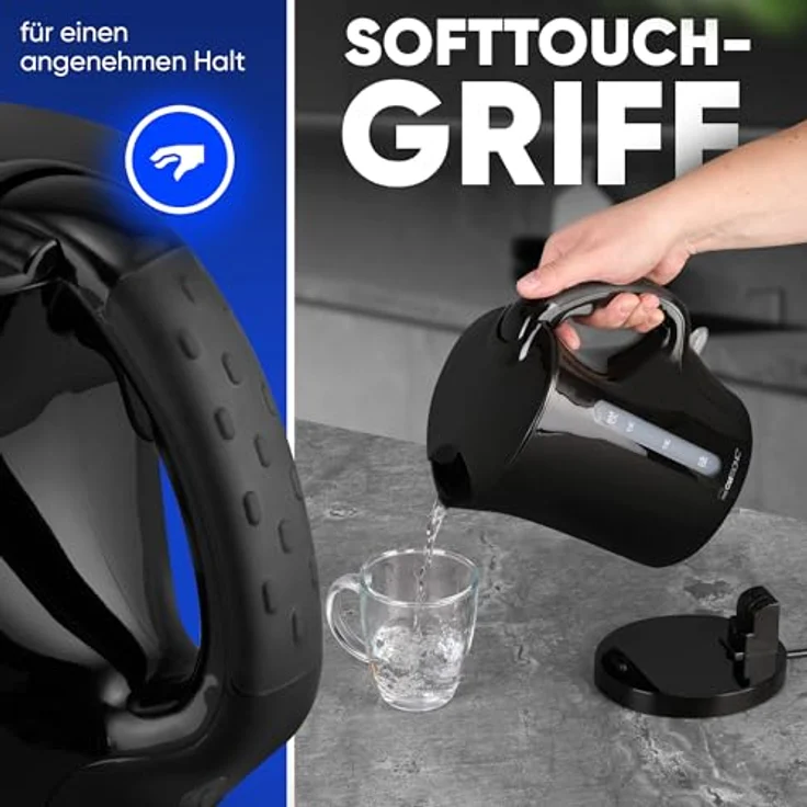 Clatronic® Wasserkocher 1,7 L mit automatischer & manueller Abschaltung, max. 2200Watt, WK 3819 schwarz – Bild 5