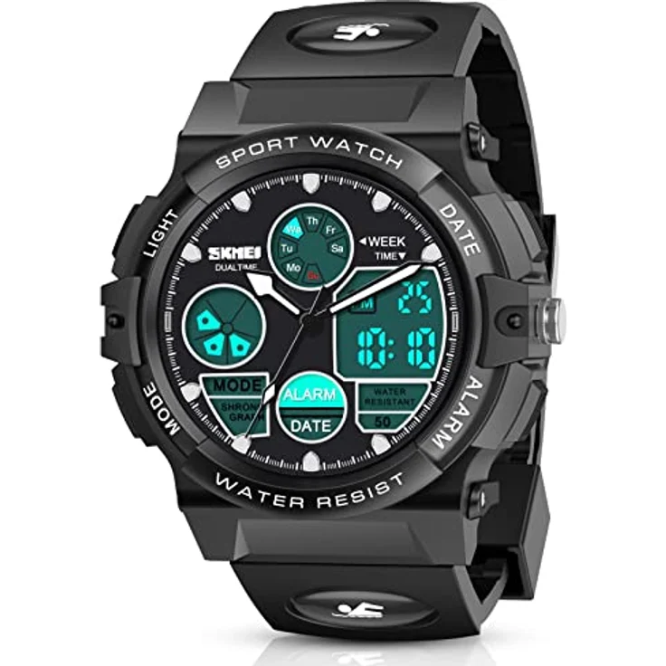 Dislocati Kinder Digitaluhr für Jungen, wasserdicht mit LED-Hintergrundbeleuchtung, verstellbares Armband, geeignet für 4-10 Jahre – Bild 1