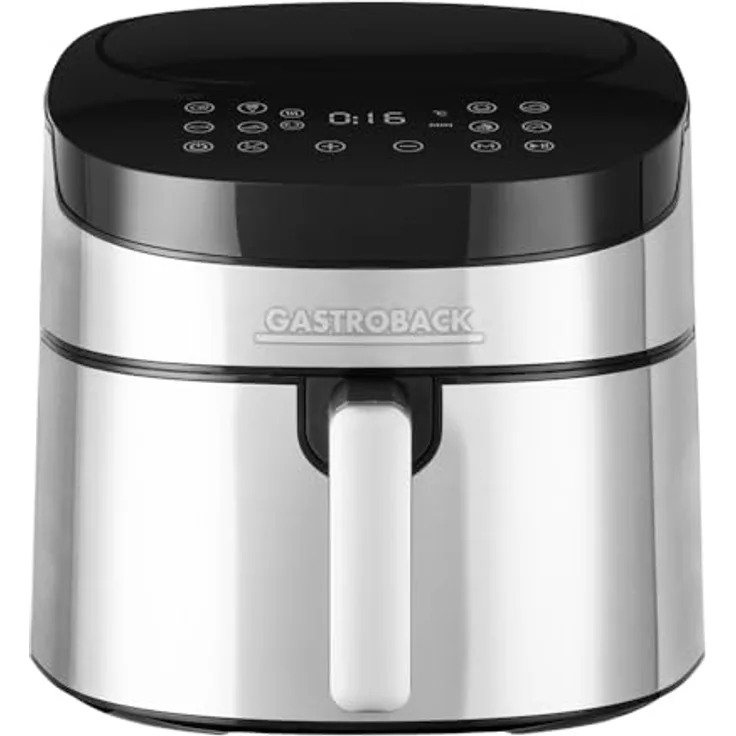GASTROBACK #42583 Design Heißluftfritteuse Air Pro XXL, Air Fryer mit 6,5 Liter Füllvolumen, 8 voreingestellte Programme, Touch-Bedienfeld