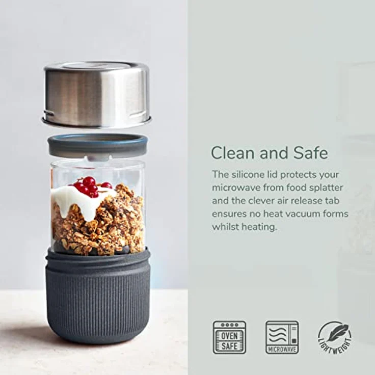 Black+Blum Lunchschale Lunchbecher, Glas, Schiefer, 450 ml – Bild 3