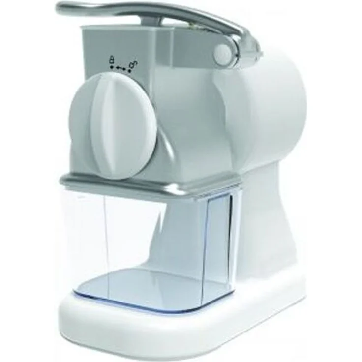 RGV Robusta Junior Elektrische Reibe/Spiralisierer Transparent, Weiß - Elektrische Reibe für Hartkäse, 0.2PS Nennleistung, herausnehmbare Walze