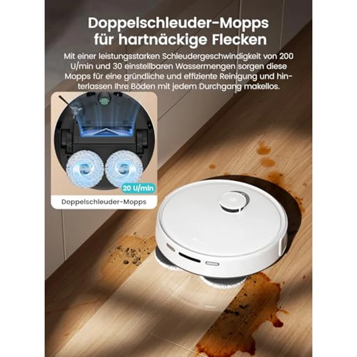 LEFANT M3 Saugroboter mit Wischfunktion, 12000 Pa Saugleistung, Automatische Staubentleerung, LiDAR Navigation, Teppicherkennung, App & Sprachsteuerung, 8 Wochen Hands-Free Reinigung, Schwarz – Bild 2