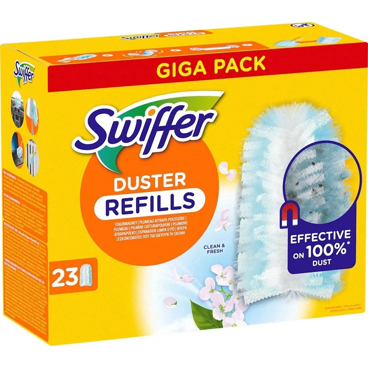 Swiffer Staubmagnet Nachfüllpackung Clean & Fresh, 23 Stück mit Duft und flauschigen Fasern zur Staub-, Schmutz- und Haarentfernung