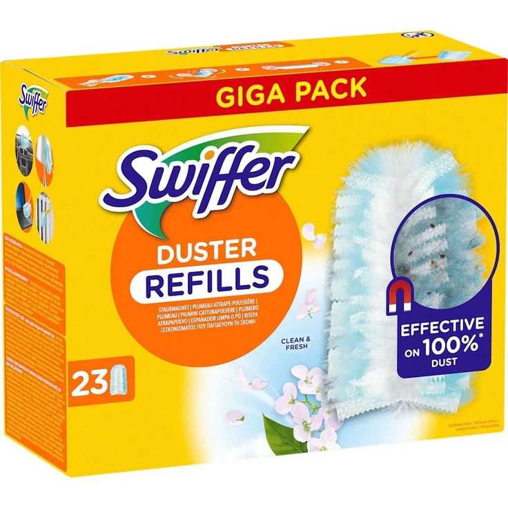 Swiffer Staubmagnet Nachfüllpackung Clean & Fresh, 23 Stück mit Duft und flauschigen Fasern zur Staub-, Schmutz- und Haarentfernung