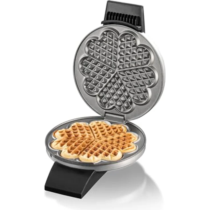cloer 1629 Waffelautomat für klassische herzchen-Waffeln - 930 W-Waffelgröße 15,5 cm-stufenlos wählbarer Bräunungsgrad-Metallgehäuse, Metall, Edelstahl matt – Bild 6