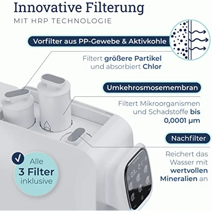 VILTARO® Osmoseanlage Filter 3in1 Set (RO, PAC, CF) | Umkehrosmoseanlage Ersatzfilter | Osmose Membran | Umkehrosmose Wasserfilter Trinkwasser – Bild 2