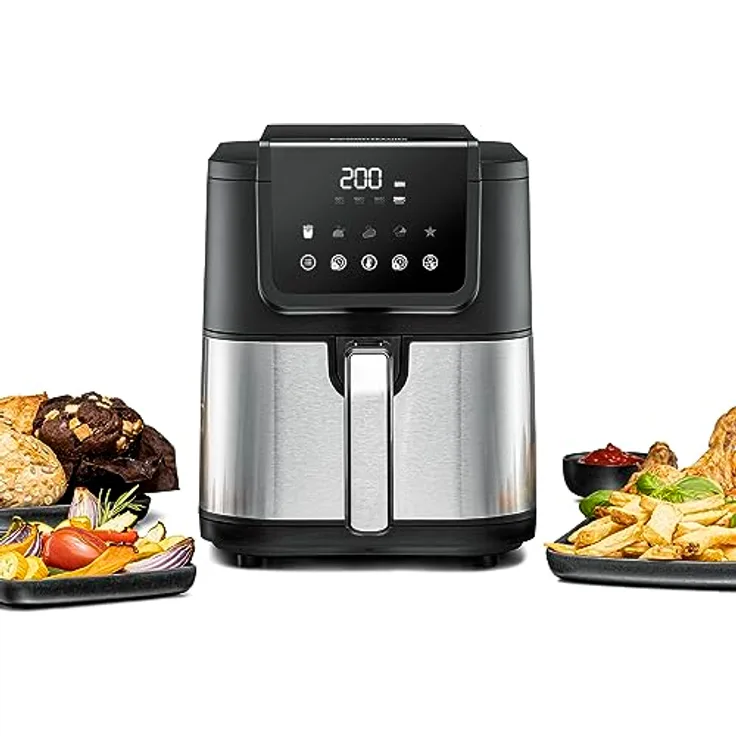 ROMMELSBACHER Heißluftfritteuse FRH 1500-5 Liter für 800 g Pommes, gleichmäßige Wärmeverteilung, leiser Betrieb, 5 Programme + 4 Temperaturstufen (individuell einstellbar), LED-Display