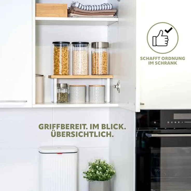 bremermann Küchenregal, Gewürzregal aus Bambus, freistehend, 36 cm breit, Weiß – Bild 5
