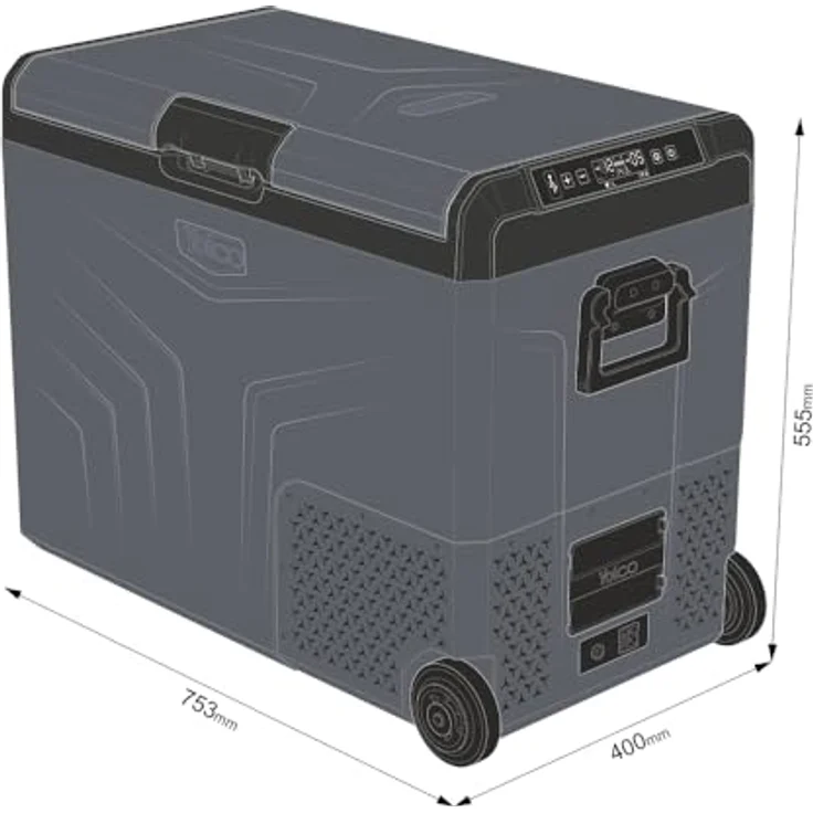 Yolco TCX60 Carbon, tragbarer Kompressor-Kühlschrank mit 60 Litern Volumen, leise mit max. 45 dB, effizient mit 60 Watt – Bild 9