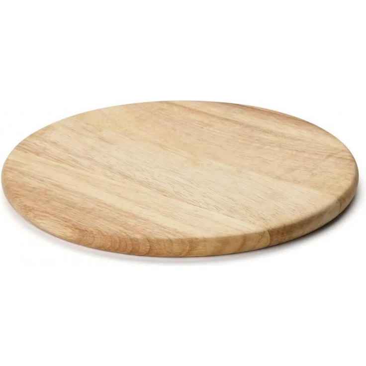 Continenta Vesperteller aus Gummibaumholz, rund, 24 cm, ideal zum Schneiden, braun – Bild 1