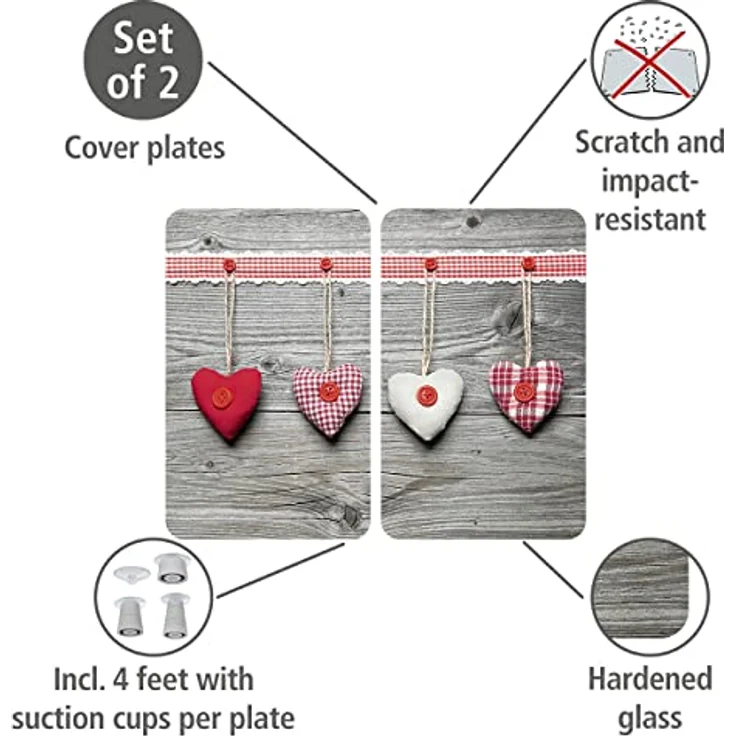 Wenko Herdabdeckplatte, Breite 52 cm, gehärtetes Glas – Bild 4