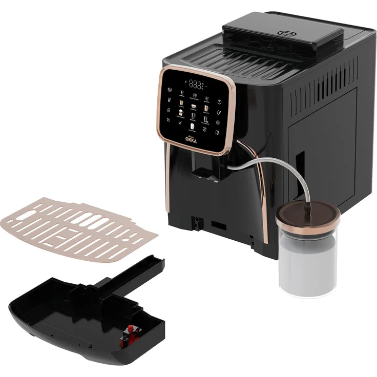 Arzum OK0028-0400 Kaffeevollautomat mit Touchscreen und 19 Bar Pumpendruck, Schwarz