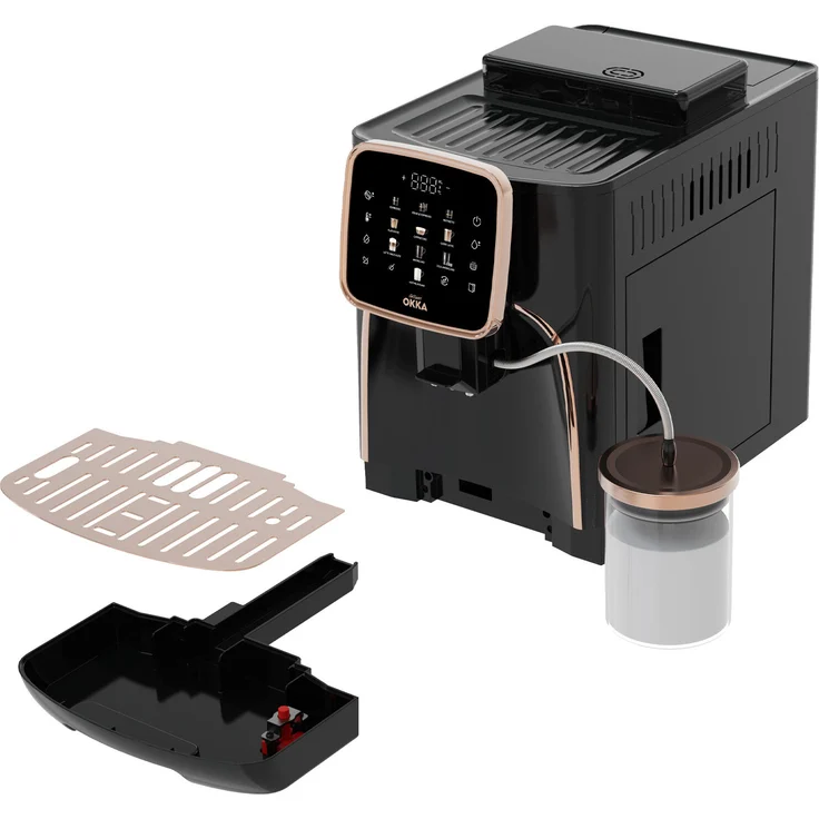 Arzum OK0028-0400 Kaffeevollautomat mit Touchscreen und 19 Bar Pumpendruck, Schwarz