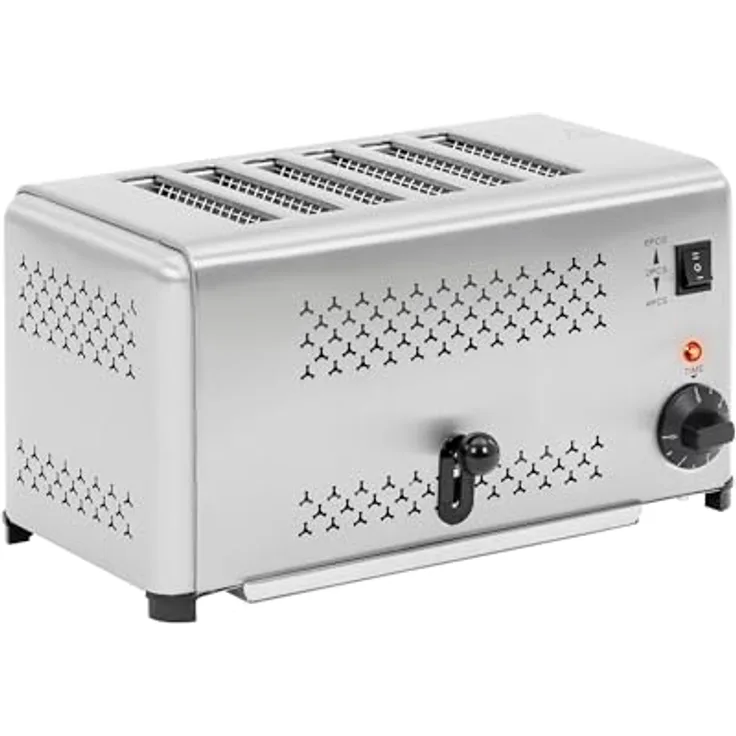 Royal Catering Gastronomie-Toaster für 6 Scheiben 2500 W 5-min-Timer Edelstahlgehäuse Schlitztoaster