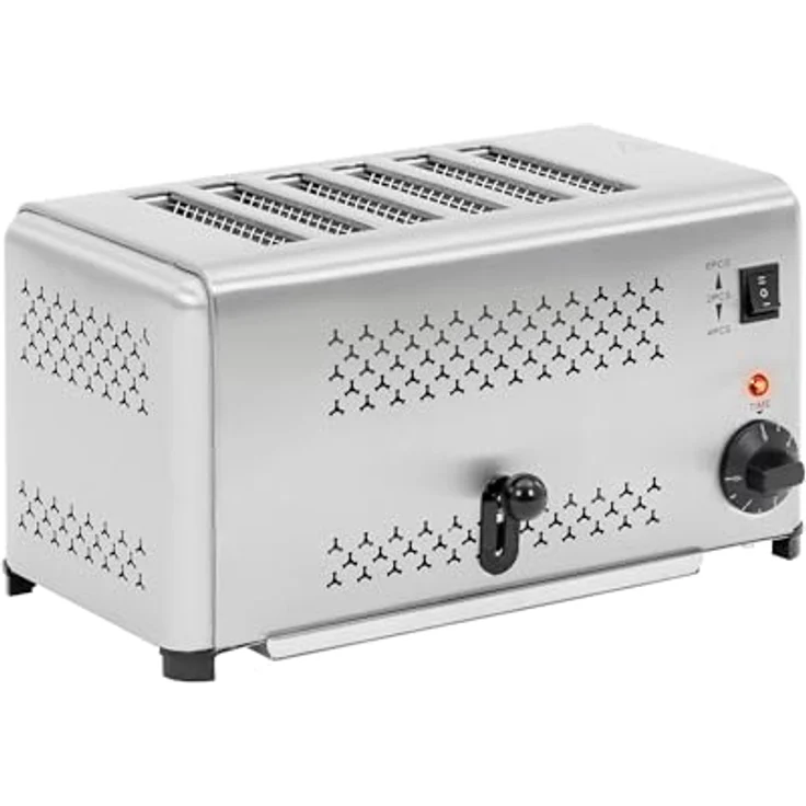 Royal Catering Gastronomie-Toaster für 6 Scheiben 2500 W 5-min-Timer Edelstahlgehäuse Schlitztoaster – Bild 1