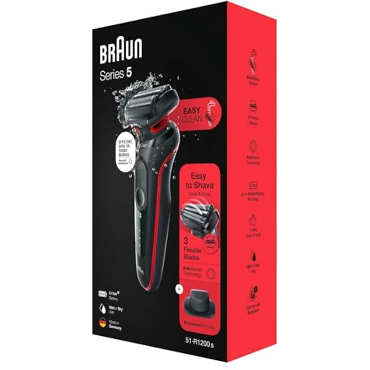 Braun, Rasierapparat, Series 5 51-R1200S men''s shaver Foil shaver Trimmer Black, Red – Bild 2