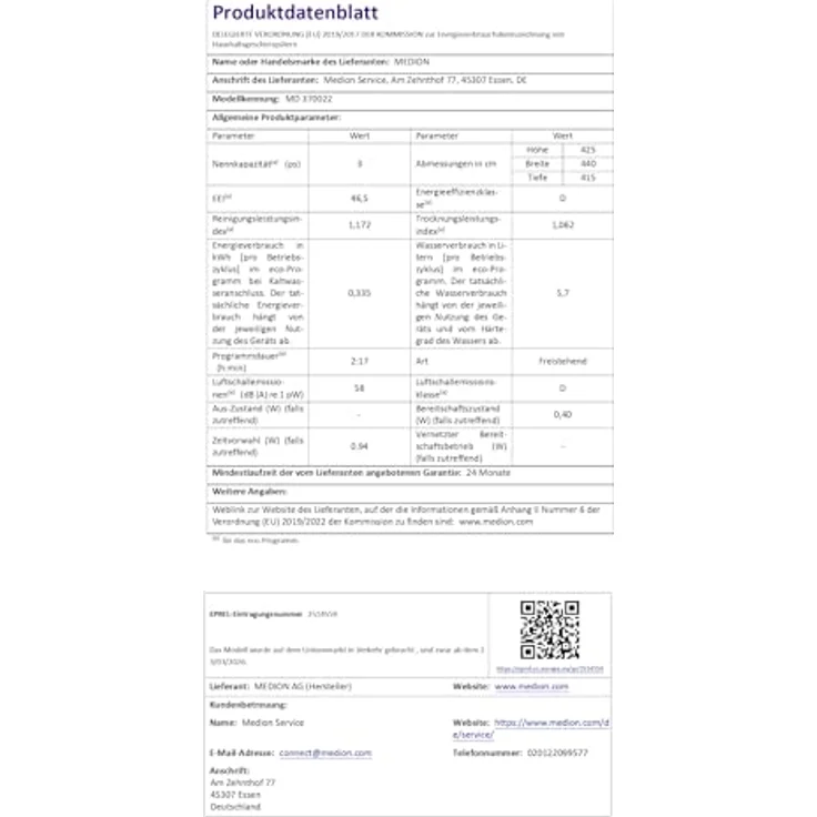 MEDION Mini Geschirrspüler DWT30, freistehend, 3 Maßgedecke, Tischgeschirrspüler mit/ohne Wasseranschluss, 6 Programme, UV-Licht, Lüfter-Trocknung, Touch-Display, weiß, MD370022 – Bild 9