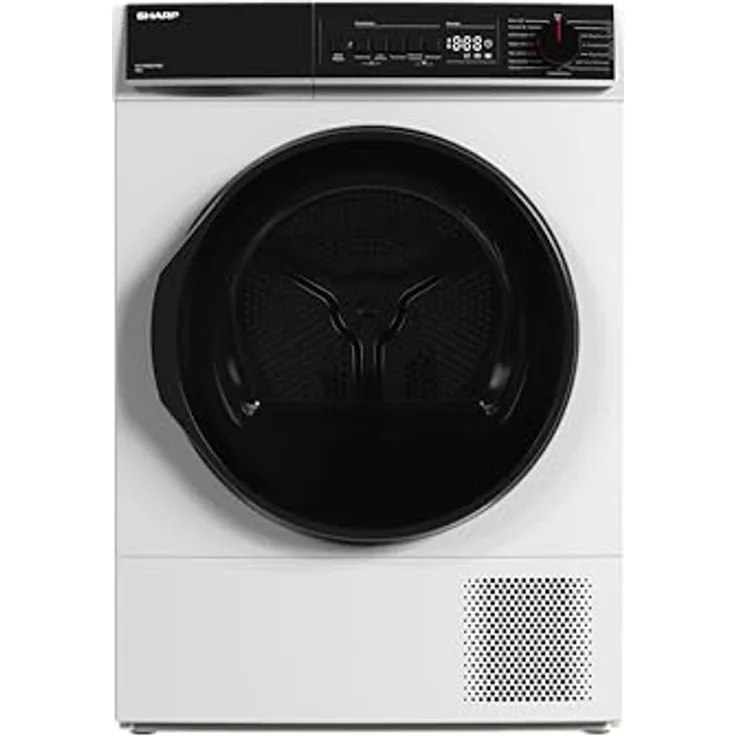 Sharp KD-PRO8S7GWC-DE Wäschetrockner, 8 kg, Energieeffizienzklasse C, WiFi, 15 Trockenprogramme inkl. 20-Minuten-Schnelltrockenprogramm, Weiß